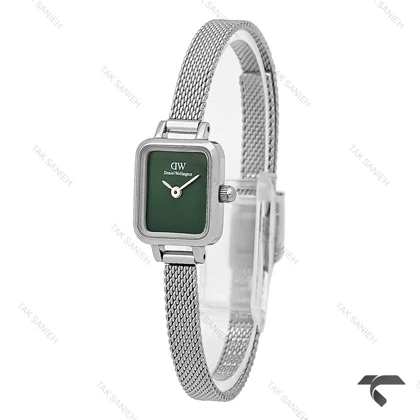 ساعت دنیل ولینگتون مینی زنانه سیلور صفحه سبز مهندسی حصیری DW-10675-L