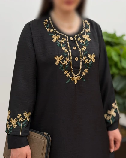 مانتو کوتاه بهاره مشکی مدل روژین (ویژه محرم)