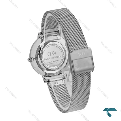 ساعت DW زنانه بند حصیری سیلور صفحه مشکی مدیوم DW-8029-L