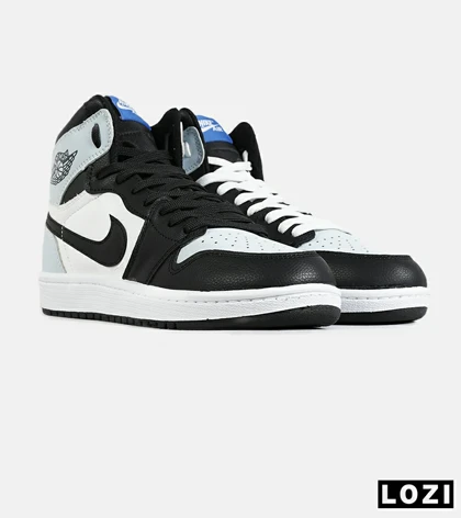 کفش کتانی ساق‌دار مردانه و زنانه مشکی آبی سفید NIKE jordan 1 مدل 7712