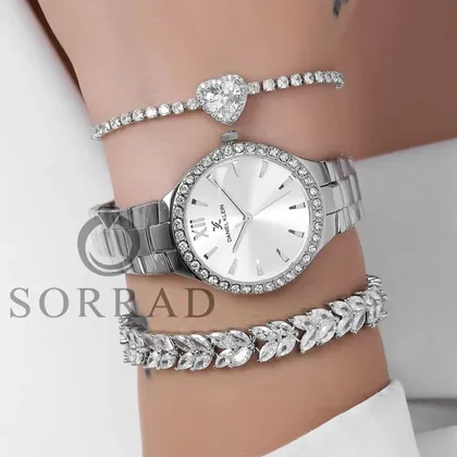 ساعت دنیل کلین زنانه / ساده بند استیل رنگ سیلور صفحه دورنگین سفید