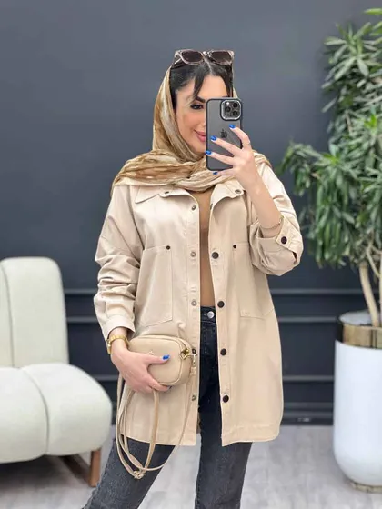 مانتو لینن دو جیب پایین هلال آلا