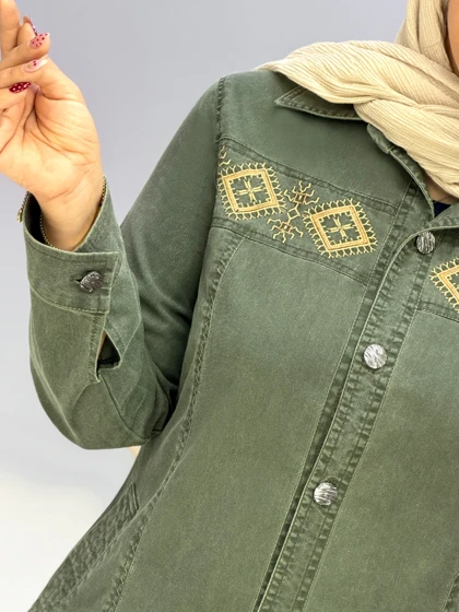 مانتو بلند کتان تکتم کد 458279