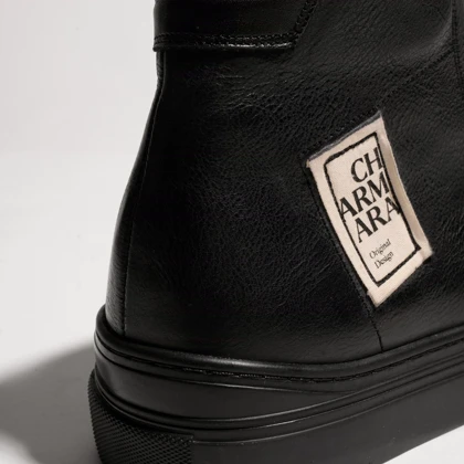 نیم بوت چرم مردانه مشکی مدل loca