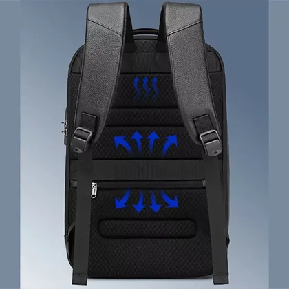 کوله پشتی لپ تاپ 15.6 اینچ چرم بنج Bange اصل مدل BG-6622 قفل دار با پورت USB