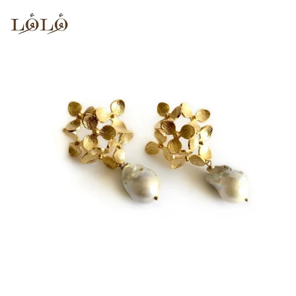 گوشواره گل و باروک برنج