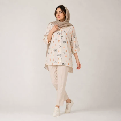 تونیک زنانه لینن طرح ماشین کد 102