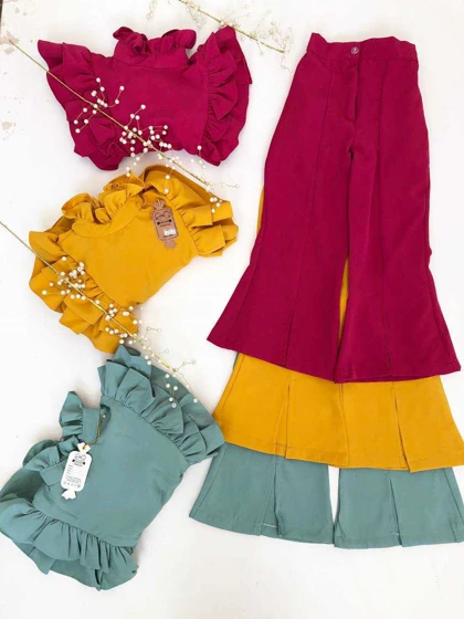 شومیز شلواردم پا چاک‌دار دخترانه