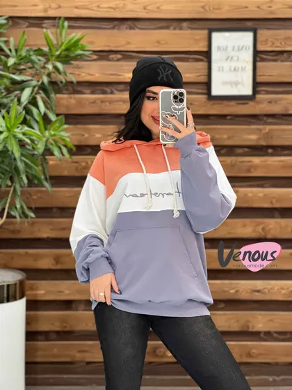 هودی سه رنگ کلاهدار