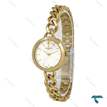 ساعت مچی رومانسون زنانه بند کارتیری طلایی صفحه سیلور Romanson-7296-L