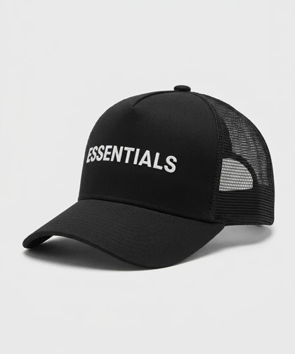 کلاه کپ مشکی ESSENTIALS پشت توری 6107
