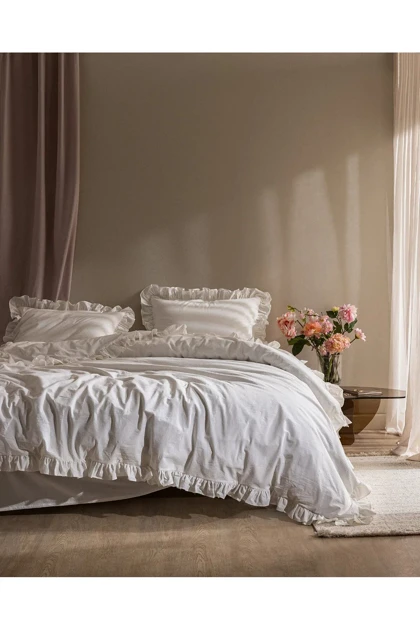 سرویس روتختی دو نفره Madame Coco مدل Obernai پنبه - سفید