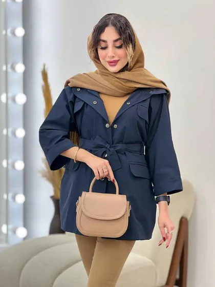 بارانی جیب پاکتی کمر دار