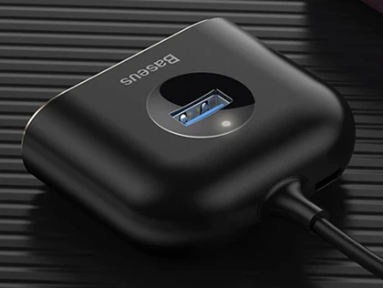 هاب آداپتور یو اس بی بیسوس Baseus Square round 4 in 1 USB HUB Adapter