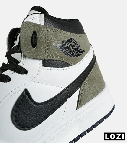 کفش کتانی ساق‌دار مردانه و زنانه سفید مشکی سبز NIKE jordan 1 مدل 7696