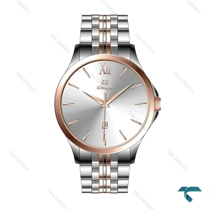 ساعت مردانه انزو EC-612KEG دورنگ رزگلد صفحه سیلور Enzo-8094-G