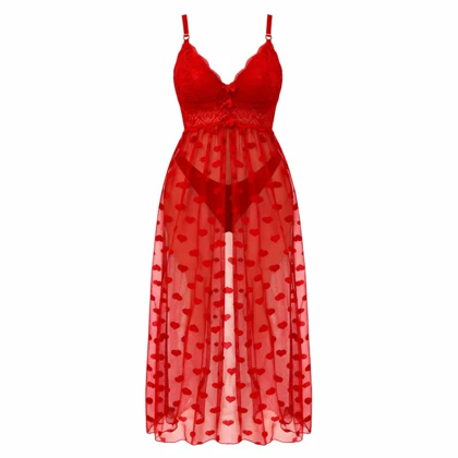 لباس خواب بلند توری برند کویین کد 2095