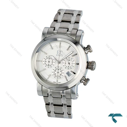 ساعت انزو زنانه استیل سه موتوره EC-2168AEL کرنوگراف صفحه سفید Enzo-8122-L