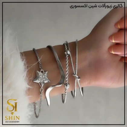 پک بنگل زنانه آبکاری نقره کد bz05