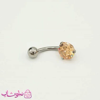پیرسینگ ناف با نگین نارنجی روشن کد 891