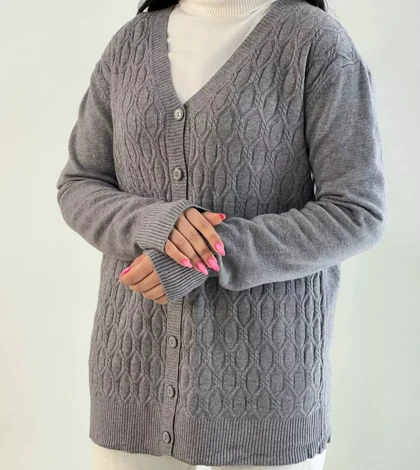 ژاکت بافت جلو دکمه گپ کد 5482