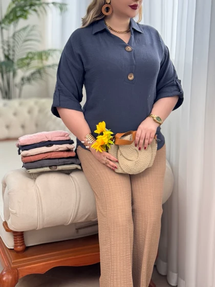 تونیک دبل فیس دکمه چوبی 3320