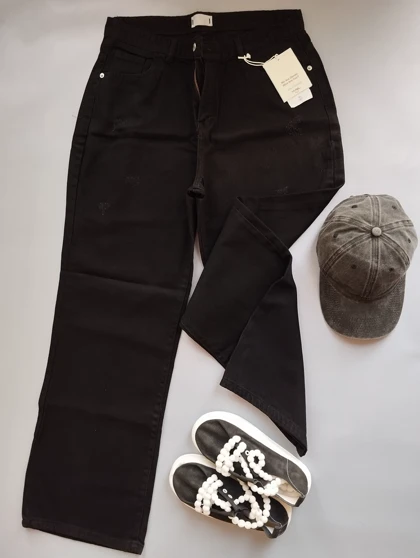 شلوار لی بگ مشکی زنانه کد 4030126