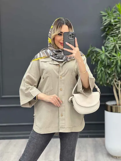 مانتو لینن جیب دکمه