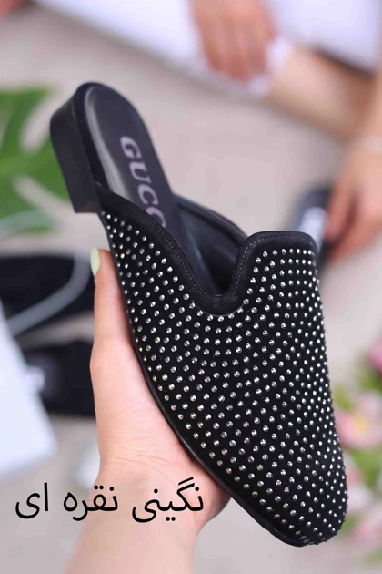 کفش صندل زنانه تابستانی جلو بسته گوچی نگینی