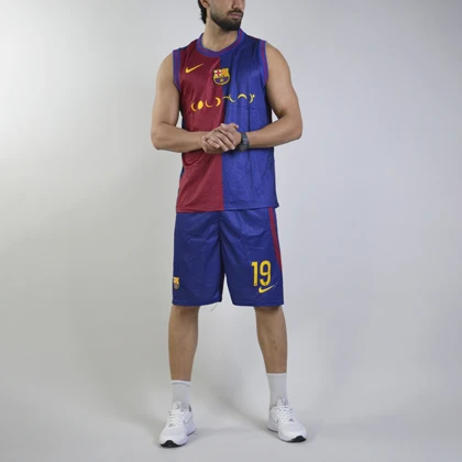 ست رکابی و شلوارک فوتبالی بارسلونا مدل Nike-Dri Fit-4D0593 سرمه ای