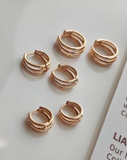گوشواره حلقه‌ای سه لاین ژوپینگ