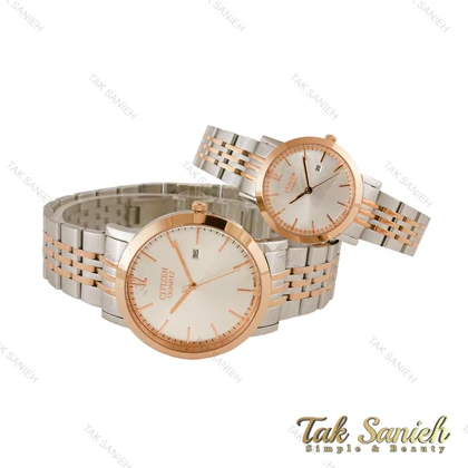 ساعت سیتیزن ست تک موتوره دورنگ رزگلد Citizen-4502-S