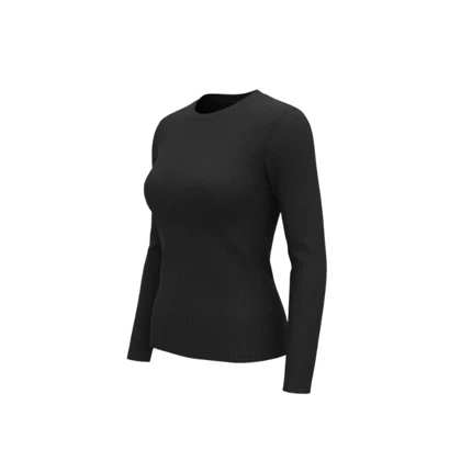 بلوز آستین بلند یقه گرد زنانه مشکی مدل اسلیو