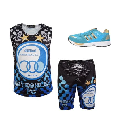 پکیج کفش ورزشی مردانه آبی مدل ZX7000ست رکابی شلوارک استقلال مردانه مدل Pedram