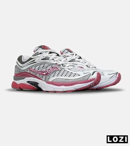 کفش کتانی مردانه و زنانه طوسی صورتی Saucony pro grid omni 9 مدل 8646