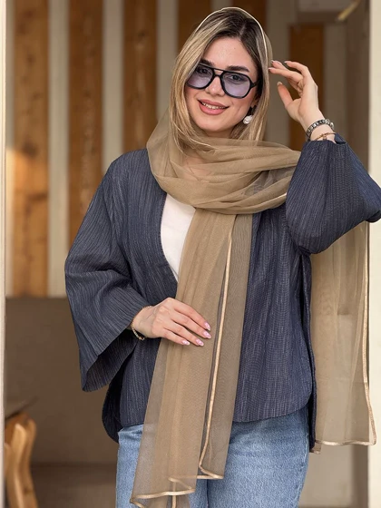 شال حریر شیشه ای نیل کد802