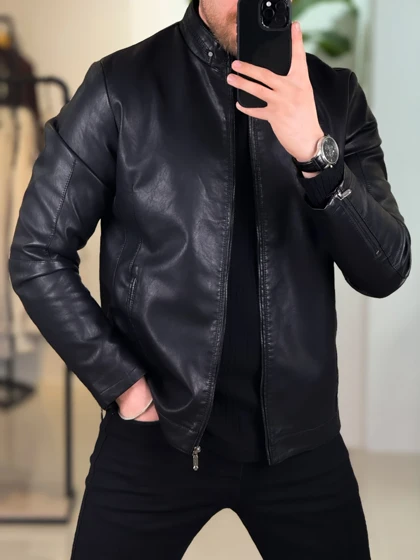 کت چرم مشکی 2407