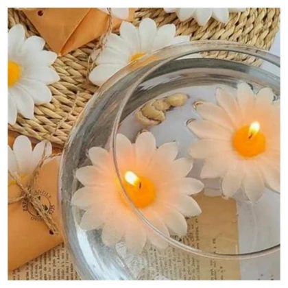 شمع شناور مدل بابونه مجموعه 20 عددی