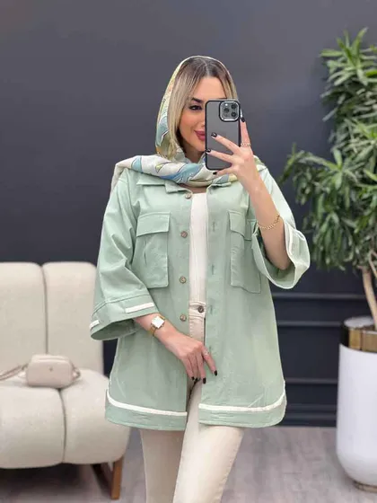 مانتو نوار دوزی دو جیب