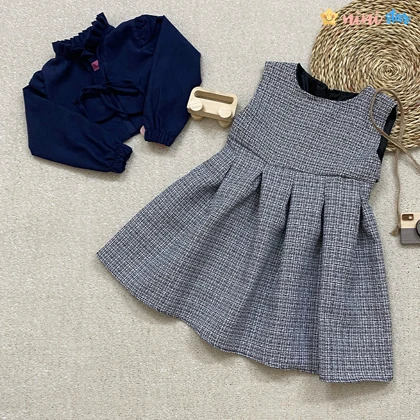 ست 2 تکه کت و سارافون دخترانه 4 تا 12 سال