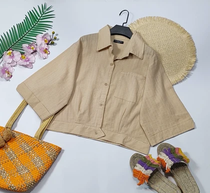 شومیز باکسی تک جیب مدل بهارا کد 50266