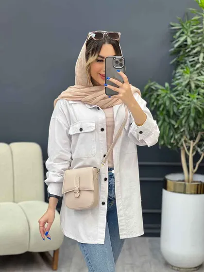 مانتو لینن سر جیب دکمه وینا