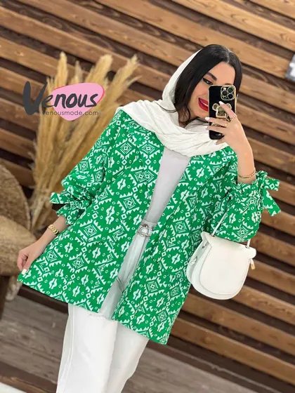 مانتو کتی طرح دار آستین کش