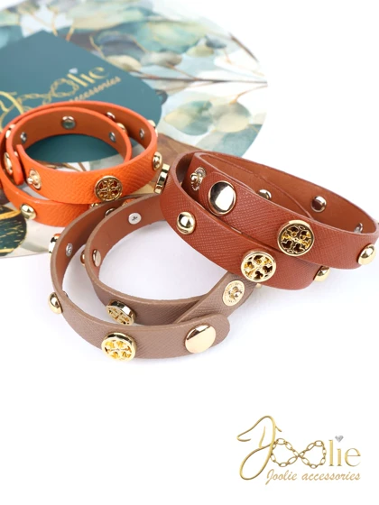 دستبند چرمی زنانه دو لاین کد B2123