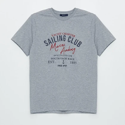 تیشرت آستین کوتاه مردانه ال سی وایکیکی مدل SALING CLUB رنگ طوسی