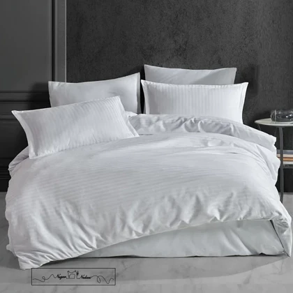 سرویس روتختی کاوری طرح بیسیک راه راه هتلی سفید کد 109000