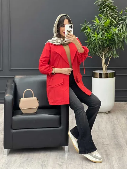 بارانی سرجیب دوبل آستین بنددار