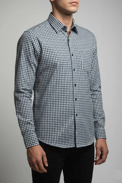 پیراهن مردانه چهارخانه آستین بلند نخ پنبه شیک 415