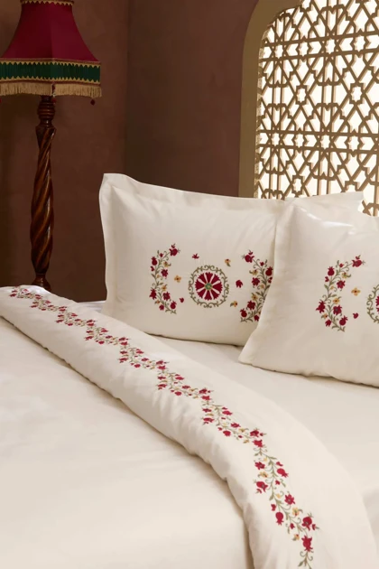 سرویس روتختی دو نفره Karaca Home مدل Layali پنبه‌ای - سفید