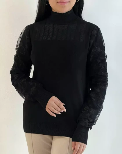 پلیور بافت استین کارشده 2 رنگ کد 5461